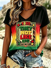 Women's Juneteenth They Not Like Us Print V-Neck Tee