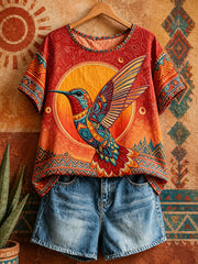 Women's linen short-sleeved T-shirt