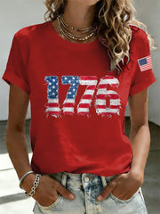 Men's Independence Day 1776 USA Flag Print Casual Tee