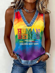 Women's Human Beings Colors May Vary Print Vest