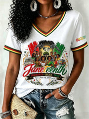 Women's Juneteenth 1865 Print Casual Short Sleeve T-shirt
