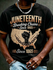 Men's Juneteenth 1865 Print Casual Short Sleeve T-shirt