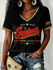 Women's Juneteenth 1865 Print Casual Short Sleeve T-shirt