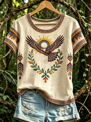 Women's North American Indigenous Animal Pattern Casual T-shirt