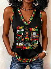 Women's Juneteenth 1865 Print Casual Vest