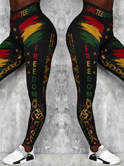 Women's Juneteenth Breaking Every Chain Since 1865 Art Print Leggings