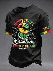 Men's Juneteenth Black Excellence Power Fist Print Casual Short Sleeve T-shirt