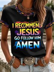 Women's Christian Cross Print Casual Tee