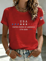 Women's Independence Day Graphic Casual Patriotic Tee