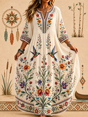 Women's Indigenous Floral Art Print Casual Dress