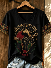 Women's Black Juneteenth short-sleeved T-shirt
