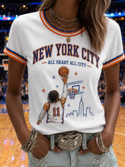 Women's Go New York! Gift For Basketball Fans Print Casual Tee