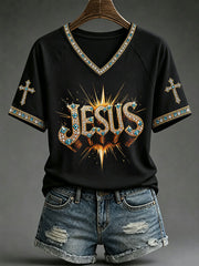 Women's 'JESUS Christian V-neck T-shirts