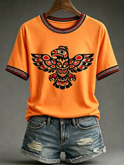 Women's Indigenous Art Print Casual T-Shirt