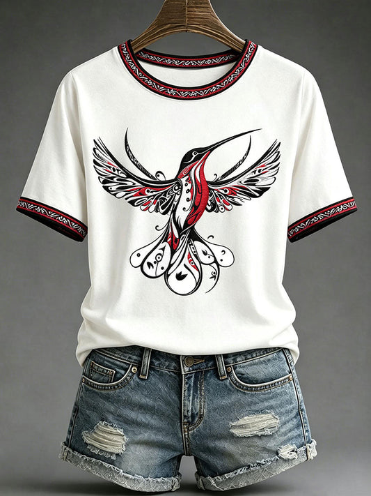 Women's Indigenous Art Print Casual T-Shirt