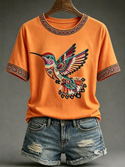 Women's Indigenous Art Print Casual T-Shirt