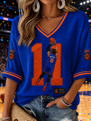Women's Classic Basketball Fan Graphic Print Waffle T-shirt