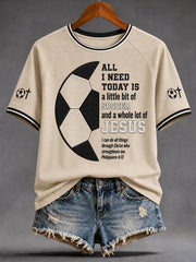 Women's Christian Jesus Football Print Casual Tee