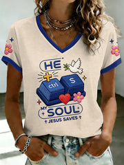 Women's Faith Printed V-neck T-shirt