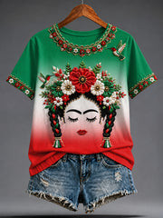 Women's Mexico Guelaguetza Lele Doll Art Printed T-shirt