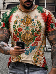 Men's Mexico Football Lover Papel Picado Art Printed T-shirt
