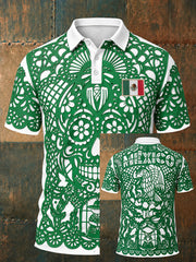 Men's Mexico Football Lover Papel Picado Art Printed Casual Tops