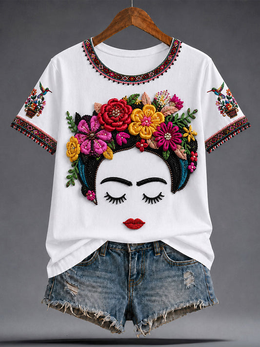 Women's Guelaguetza Mexico Lele Doll Art Printed T-shirt