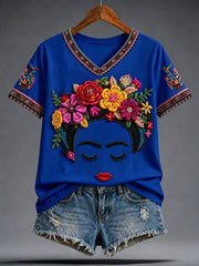 Women's Mexico Guelaguetza Lele Doll Art Printed T-shirt