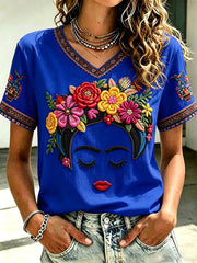 Women's Mexico Guelaguetza Lele Doll Art Printed T-shirt