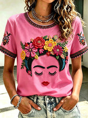 Women's Mexico Guelaguetza Lele Doll Art Printed T-shirt