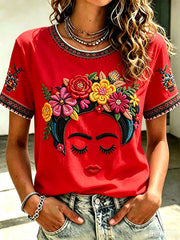 Women's Mexico Guelaguetza Lele Doll Art Printed T-shirt