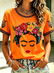 Women's Mexico Guelaguetza Lele Doll Art Printed T-shirt