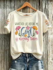 Women's Faith Pattern Printed Leisure Round Neck Short Sleeve T-shirt