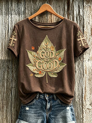 Women's Faith Pattern Printed Leisure Round Neck Short Sleeve T-shirt