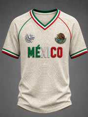 Men's Mexico Football Lover Art V-neck T-shirt