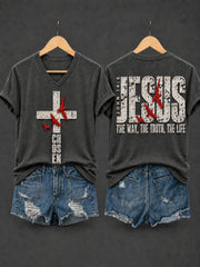 Women's Christian The way, The Truth, The Life JOHN 14:6 Cross Short Sleeve T-shirt