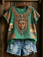 Women's African Art Cotton Linen Shirt