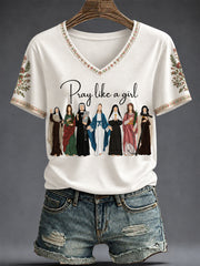 Women's Faith Printed V-neck T-shirt