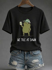 Women's We Tile At Dawn Mahjong Printed Casual T-Shirt