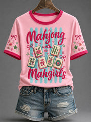 Women's Mahjong Print Casual T-Shirt
