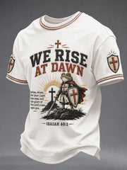 Men's Christian We Rise At Dawn Cross Short Sleeve T-shirt