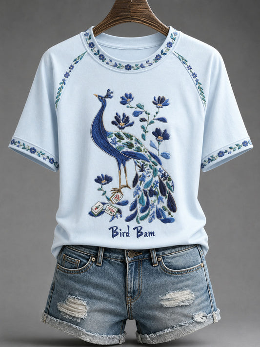 Women's Mahjong Print Casual T-Shirt