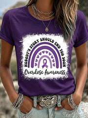 Women's Noboody's Story Should End Too Soon Overdose Awareness Print Tee