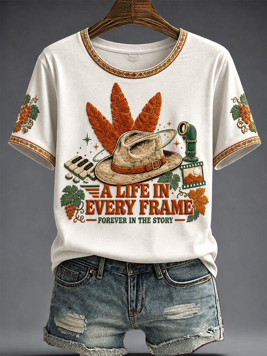 Women's A LIFE IN EVERY FRAME FOREVER IN THE STORY Printed T-shirt