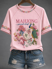 Women’s Mahjong Social Club Printed Casual T-Shirt