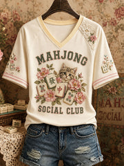 Women's Fun Cat Mahjong T-shirt