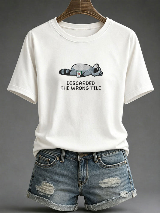 Women's Mahjong Print Casual T-Shirt