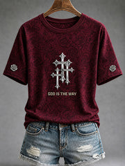 Women's"God Is The Way” Faith Christian Print Casual T-Shirt