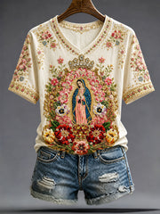 Women's Mexico Assumption of Mary Art Printed T-shirt