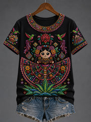 Women's Mexico Lele Doll Art Printed T-shirt